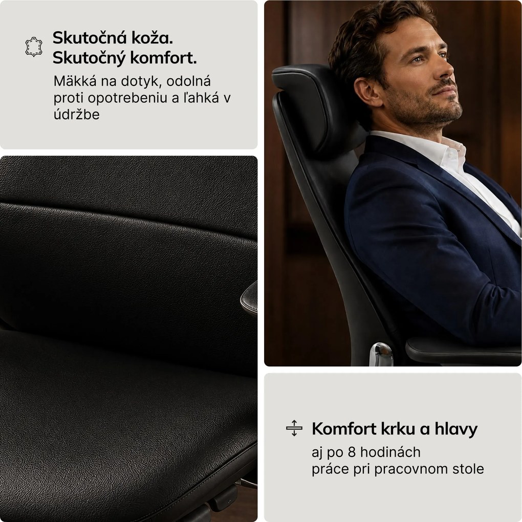 Kancelárske kožené manažérske kreslo čierne COMMAND