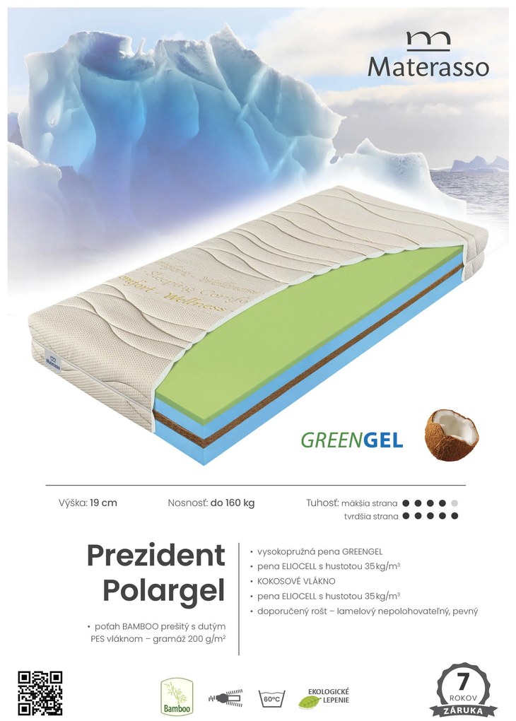 Materasso Penový matrac Prezident Polargel Rozmer: 200 x 200 cm