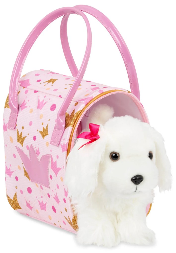 Psík biely v taške Pink Crown Glam Bag