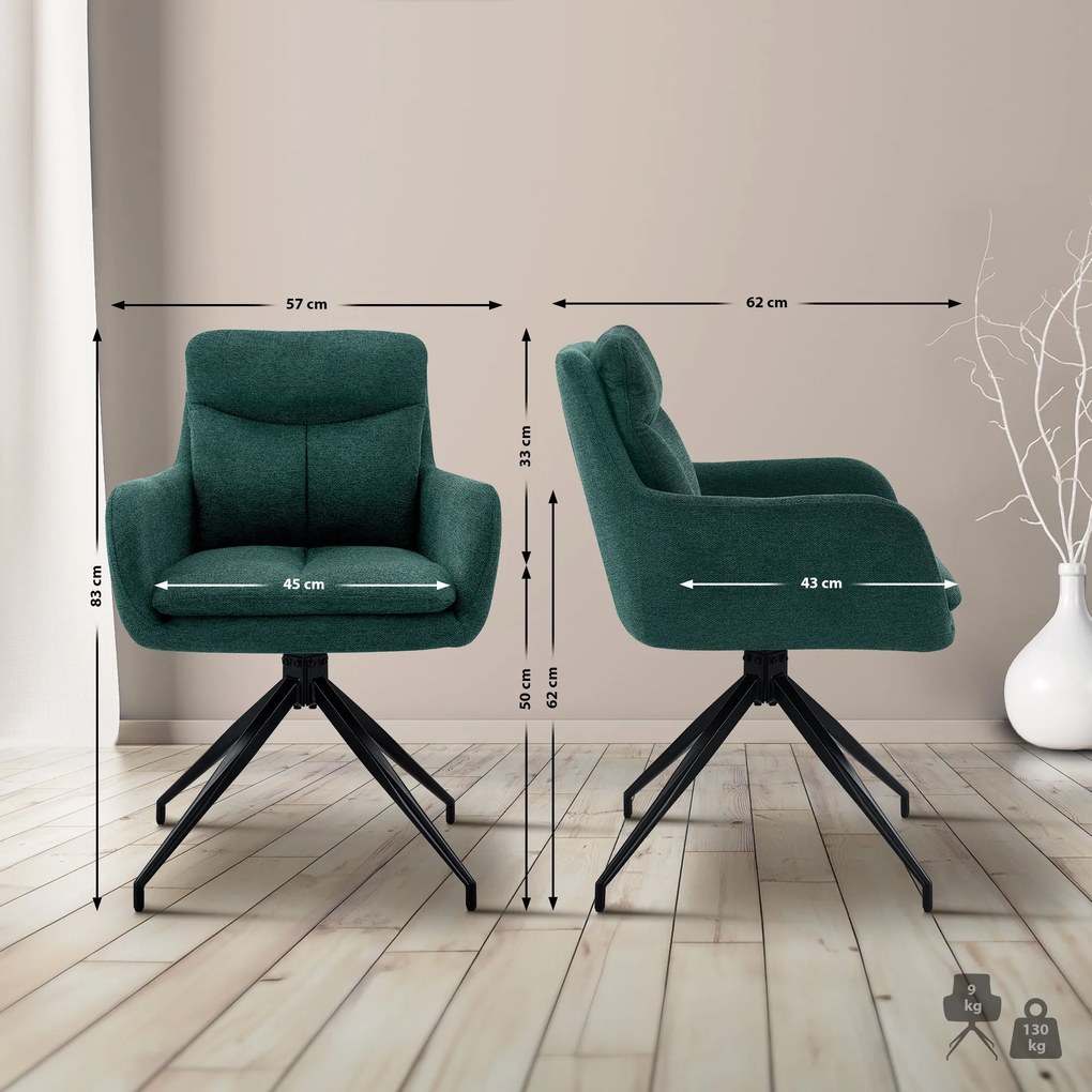 Jedálenská stolička Somers - látka - zelená