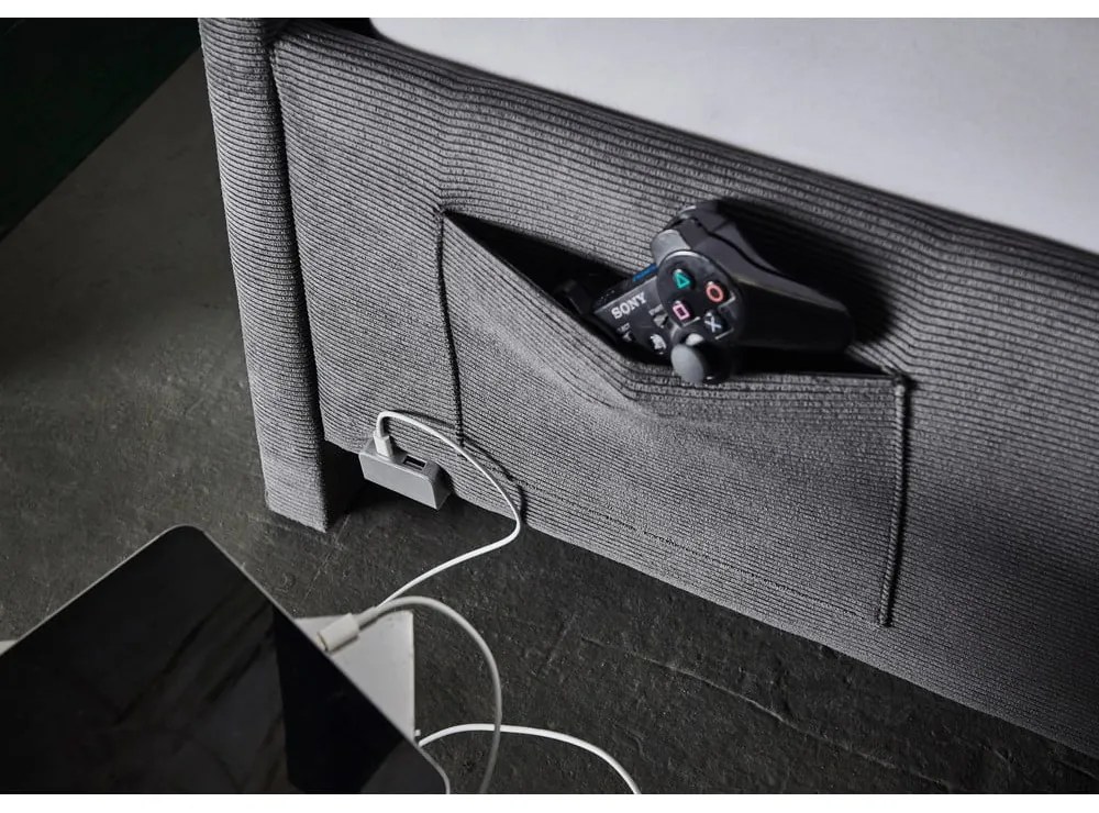 Antracitová čalúnená detská posteľ bez roštu 90x200 cm Cool – Meise Möbel