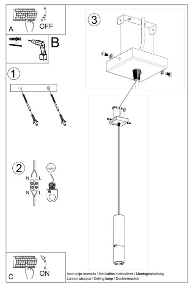 Sollux SL.0940 - Luster na lanku LOOPEZ 1xGU10/10W/230V čierna/chróm