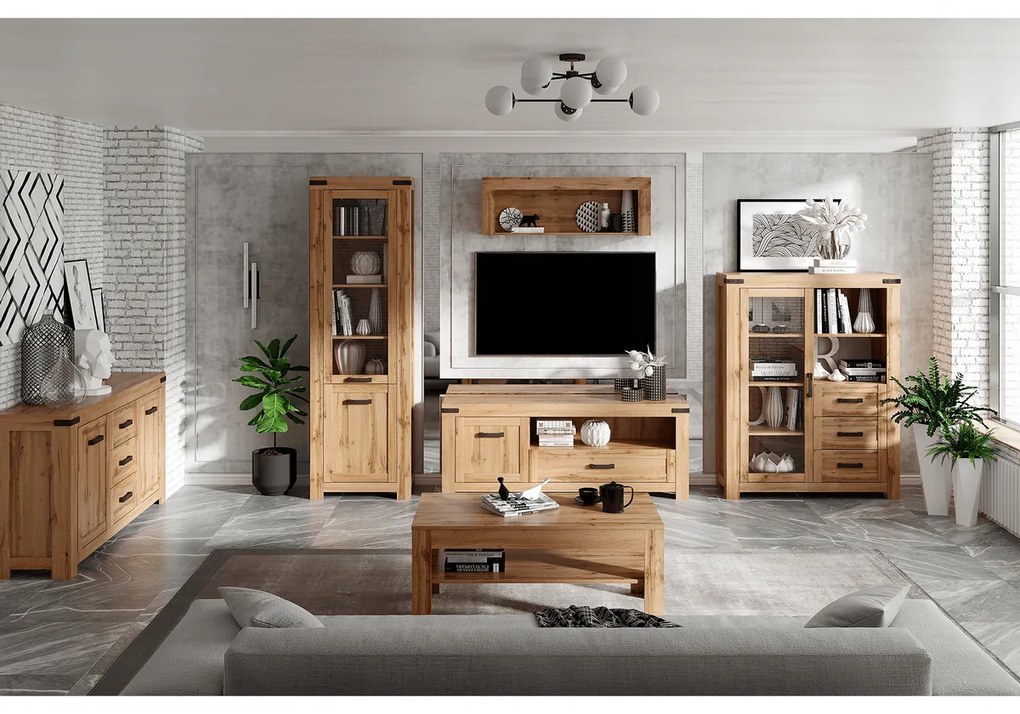 Závesná polica MORATIZ, dub Wotan