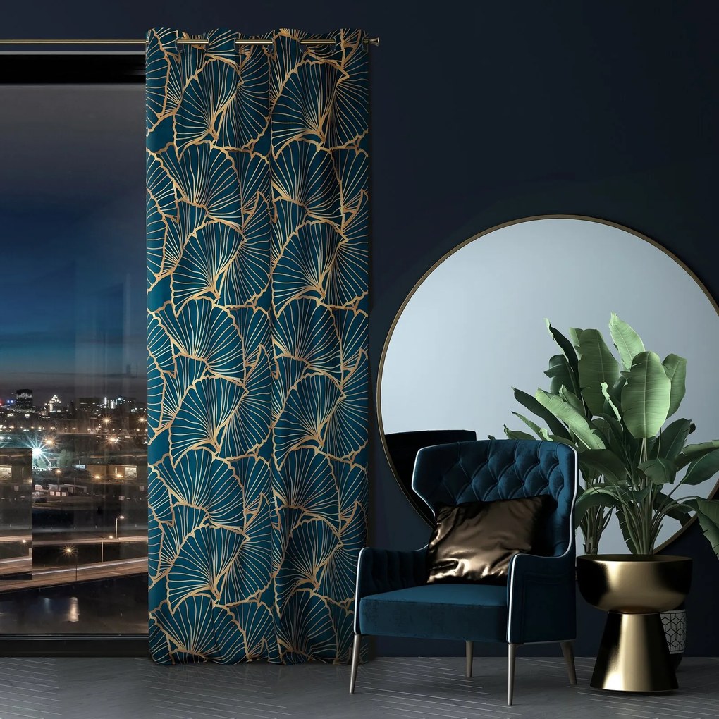 ZATEMŇOVACÍ ZÁVES NA KRÚŽKOCH LIMITED COLLECTION MUSA3 140X250 CM TMAVOMODRÁ