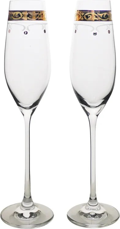 Swarovski poháre so zlatom na šampanské 210 ml