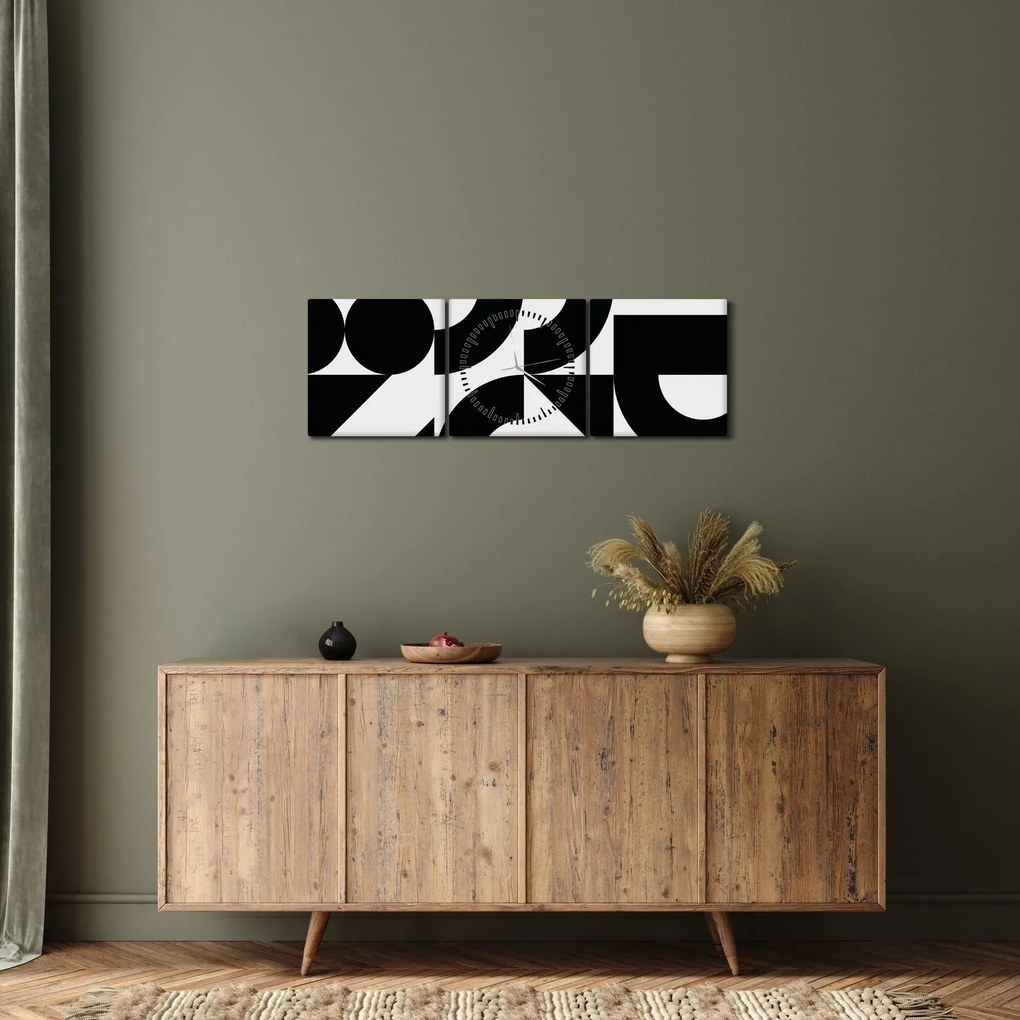 Obraz - Geometrická abstrakcia N⁰2 (s hodinami) (90x30 cm)