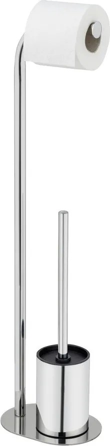 Stojan na toaletný papier s kefou z nehrdzavejúcej ocele v lesklo striebornej farbe Levante – Wenko