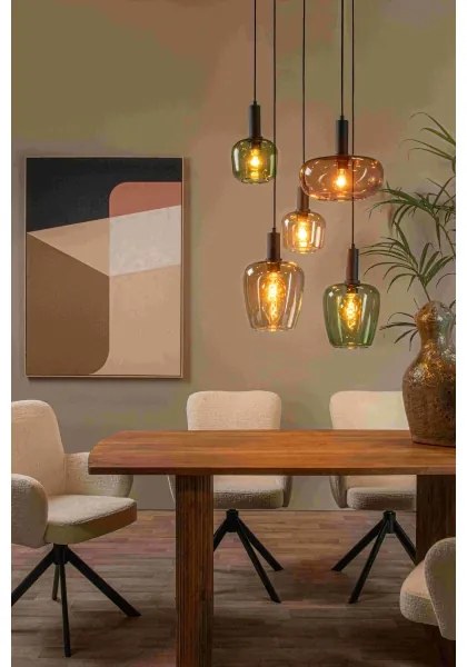 Lucide 45408/15/99 - Luster na lanku ILONA 5xE27/40W/230V čierna/béžová