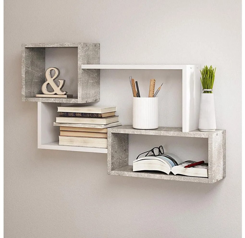 Nástenná polica TRIO 54x87 cm šedá/biela