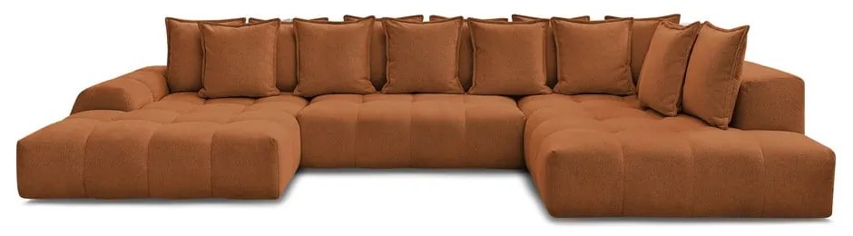 Terakotová ženilková rozkladacia/s úložným priestorom rohová pohovka (pravý roh/do tvaru "U") Everest – Bobochic Paris