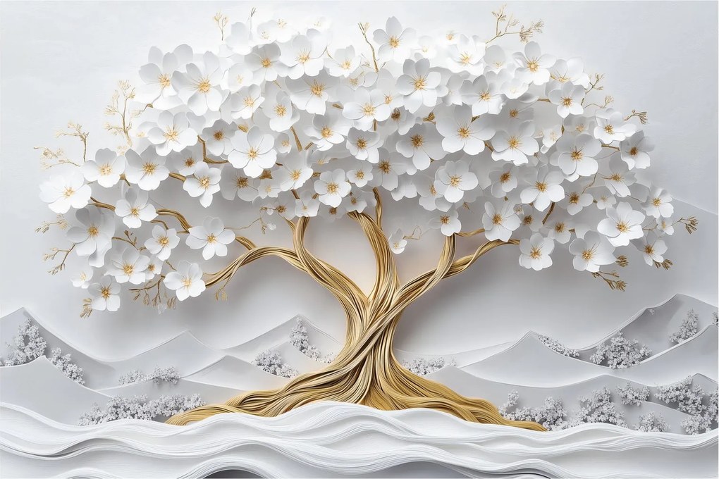 Obraz – 3D elegantný strom života plný kvetov (90x60 cm)