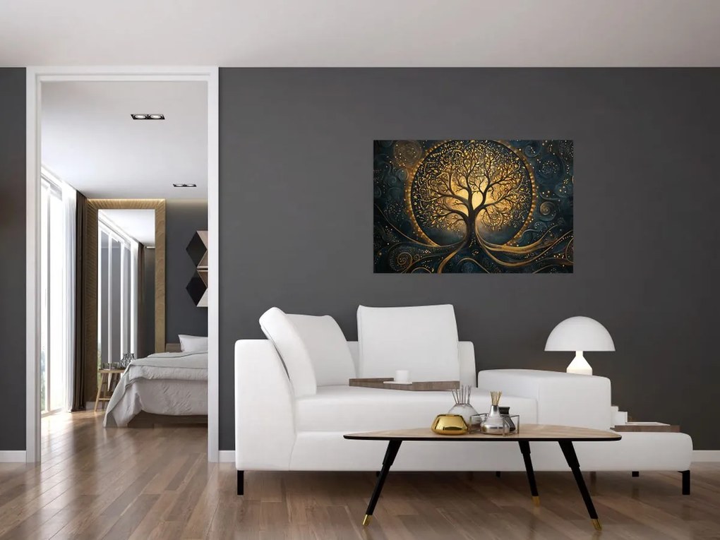 Obraz – Strom so zlatou aurou (90x60 cm)