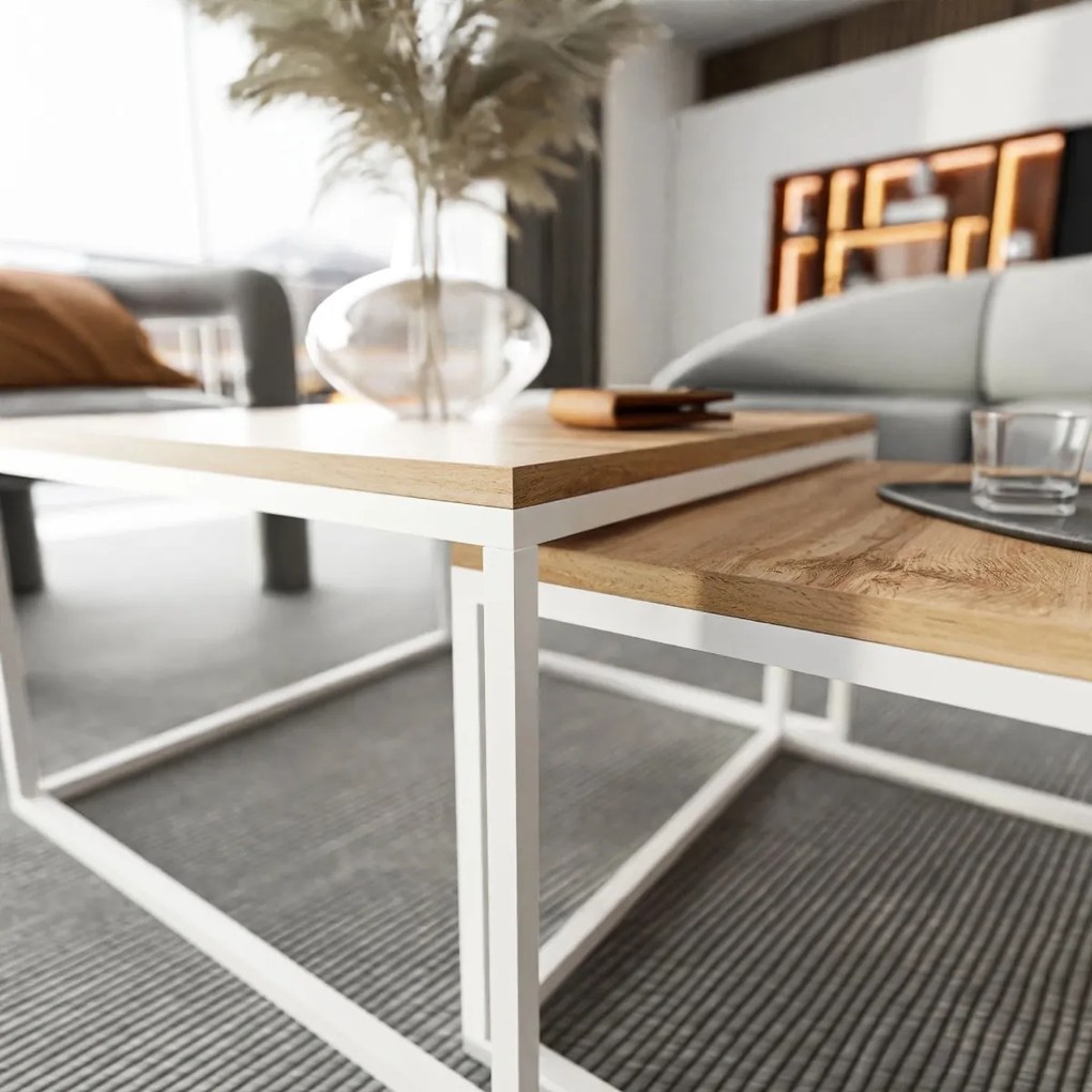 KONFERENČNÝ STOLÍK BELLA SLIM DUB WOTAN / BIELY