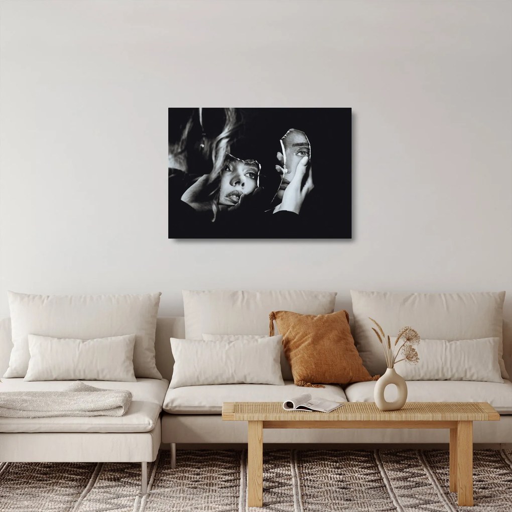 Sklenený obraz - Pohľad do zrkadla (70x50 cm)