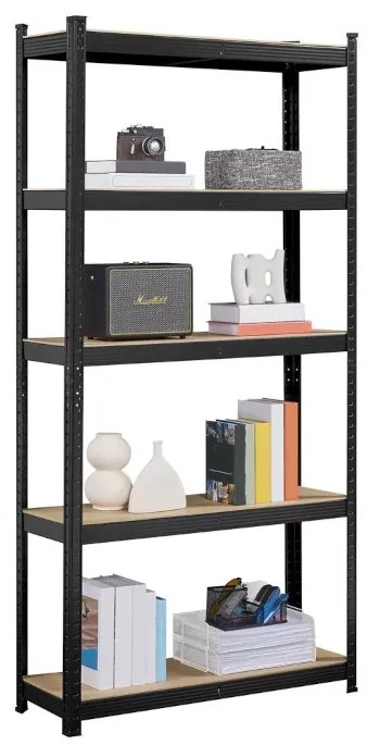 Fistar Regál 1800x750x450 mm, lakovaný 5-policový, nosnosť 875 kg - ČIERNY