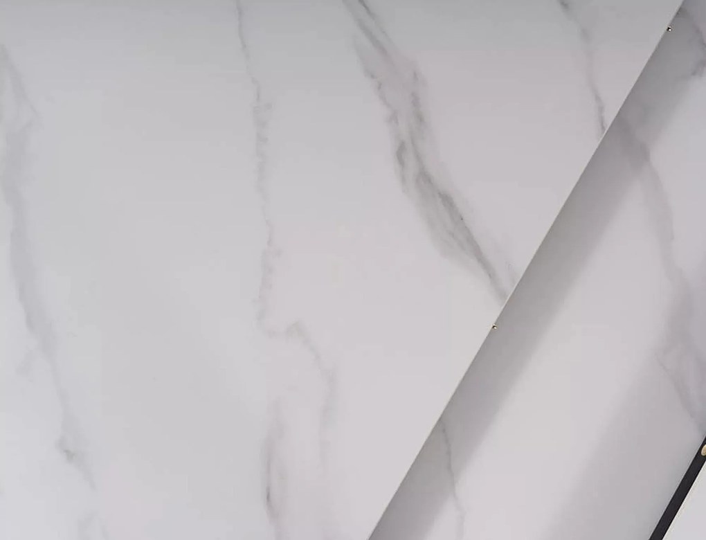 Rozkladací jedálenský stôl Apollo 120/160 cm biely mramor/čierny