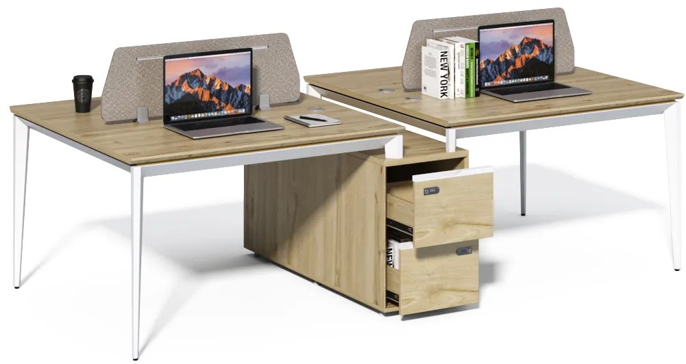 Kancelársky set pre 4 osoby Houseland Profit Max 05 2612 dub/biela