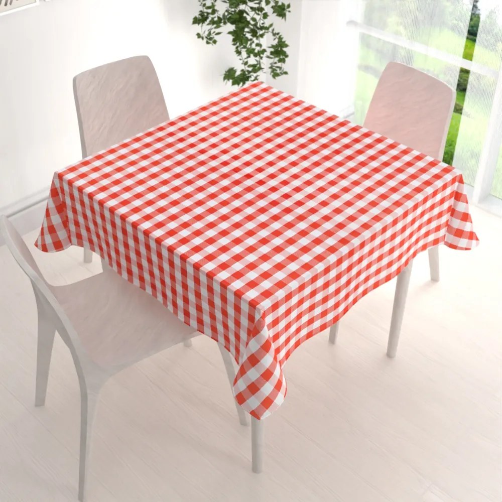 Biante Teflónový štvorcový obrus TF-071 Červeno-biela kocka 80x80 cm