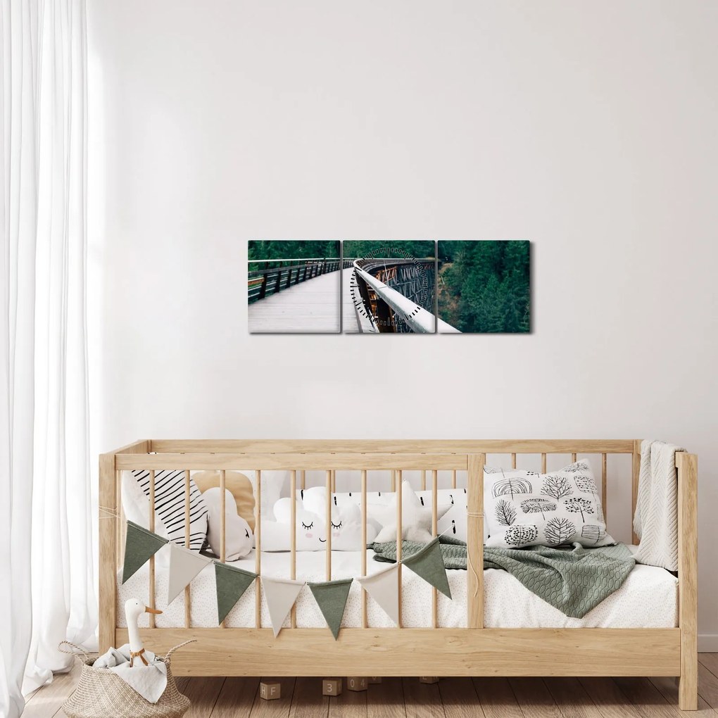 Obraz - Most k vrcholkom stromov (s hodinami) (90x30 cm)