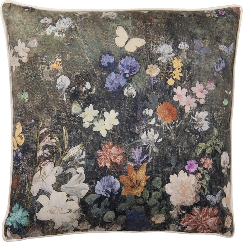 Vankúš s motívom lúčna lúky a motýle - 45 * 45 cm