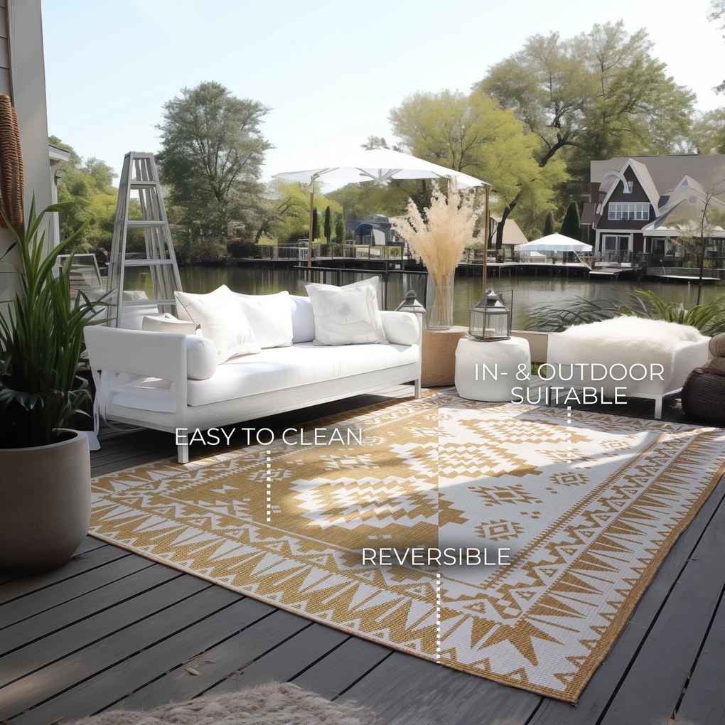 ELLE Decoration, Kusový koberec Gemini 106022 Ochre z kolekcie Elle – na von aj na doma, 80x150, žltá, chodba / predsieň