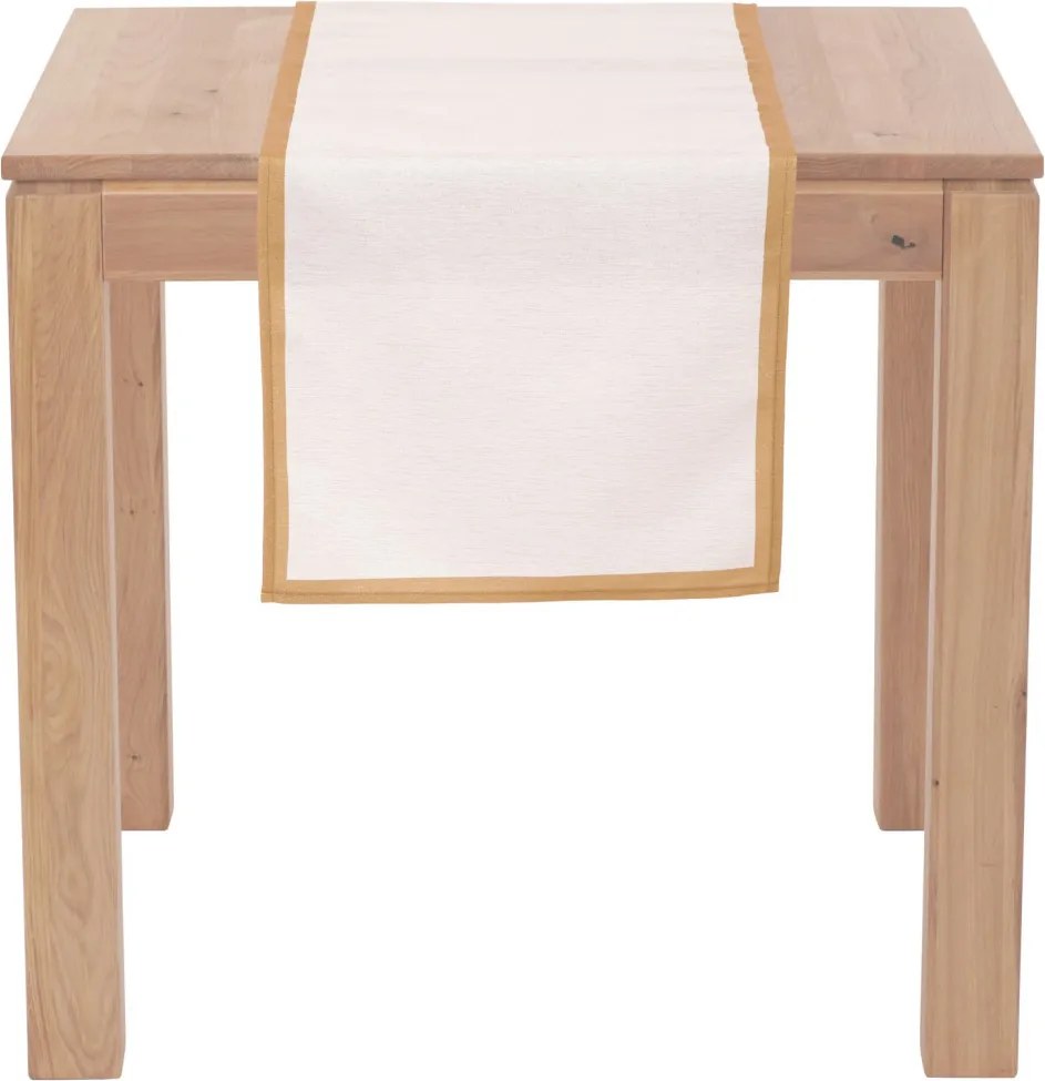 Vianočný behúň na stôl 150x40 cm, krémový so zlatými vtkanými nitkami