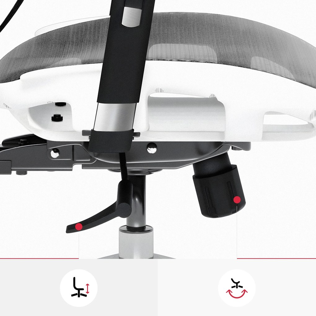 Kancelárska ergonomická stolička Diablo V-Basic, bielo-šedá