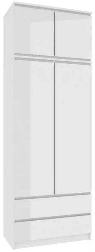 Skriňa ARIVA S90, 90x235x51, biela/biela lesk + nástavec