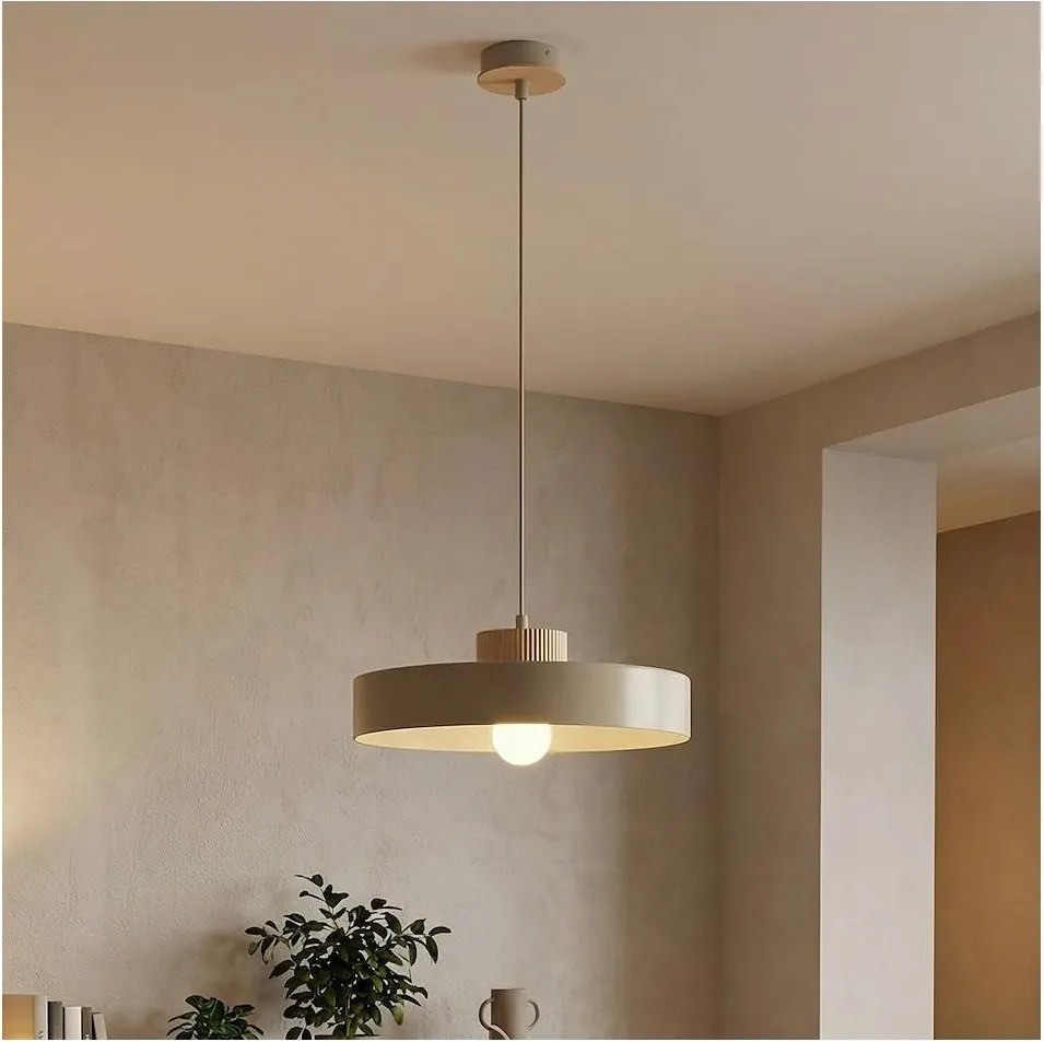 Závesný luster na lane KIVI 1xE27/15W/230V béžový