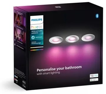 Philips-SADA 3x LED RGBW Stmievateľné kúpeľňové sv. Hue XAMENTO 1xGU10/4,2W IP44