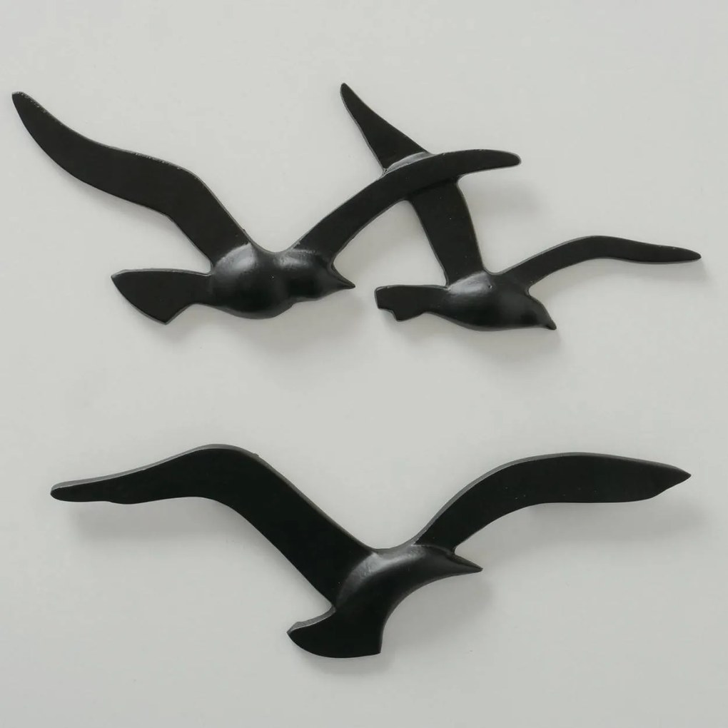 Kovová dekorácia na stenu Black Bird 13x35 cm + 12x40 cm