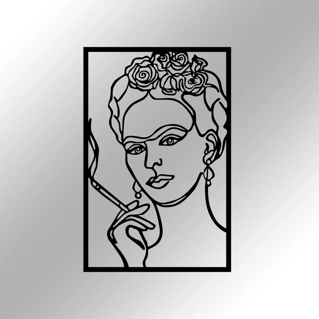 Nástěnná kovová dekorace Kahlo černá