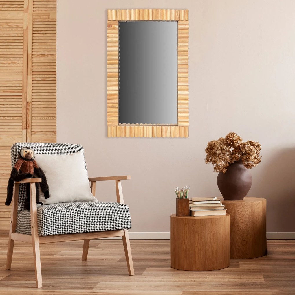 Tutumi Tutumi, nástenné zrkadlo Boho 55x35 cm KLNA-MR01, hnedá, HOM-02803