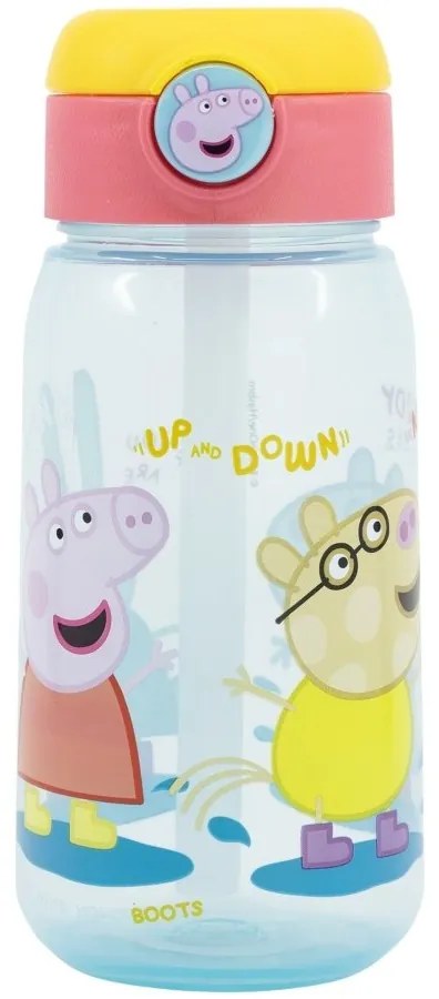 Plastová fľaša na pitie so slamkou a viečkom Prasiatko Peppa - 510 ml