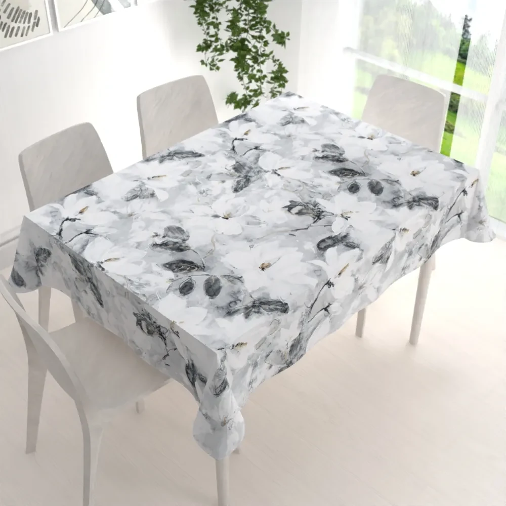 Biante Zamatový obdĺžnikový obrus Tamara TMR-006 Designové kvety na sivom 120x180 cm