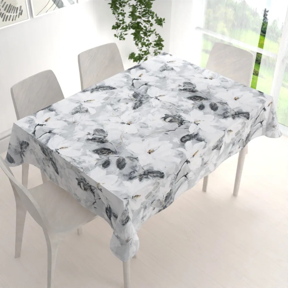 Biante Zamatový obdĺžnikový obrus Tamara TMR-006 Designové kvety na sivom 60x100 cm