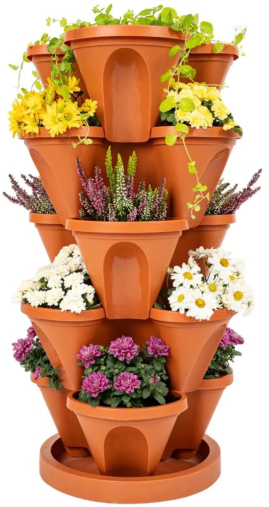 4Home Kvetinová kaskáda 5-dielna, terakota, 5 poschodí