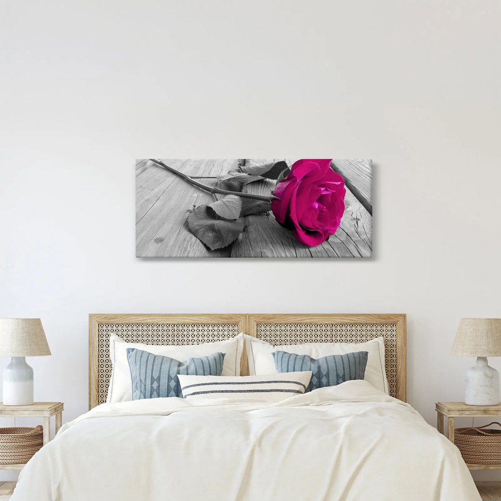 Obraz - Ružová ruža (120x50 cm)