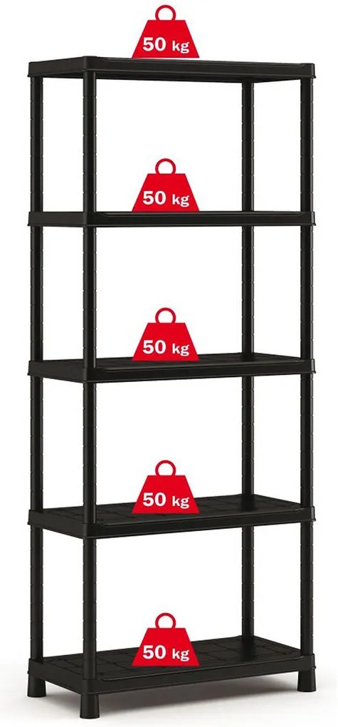 KIS PLUS 80/5 regál 80x40x187cm, 5 políc, čierny