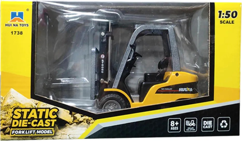 Kovový vysokozdvižný vozík Pohyblivé vidlice Huina Yellow 1: 50