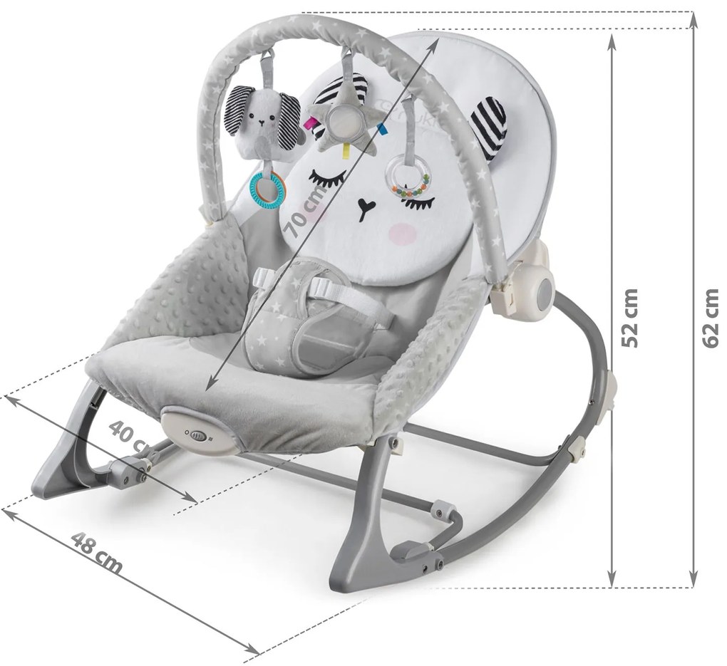 Hojdacie lehátko Nukido s vibráciou - sivé