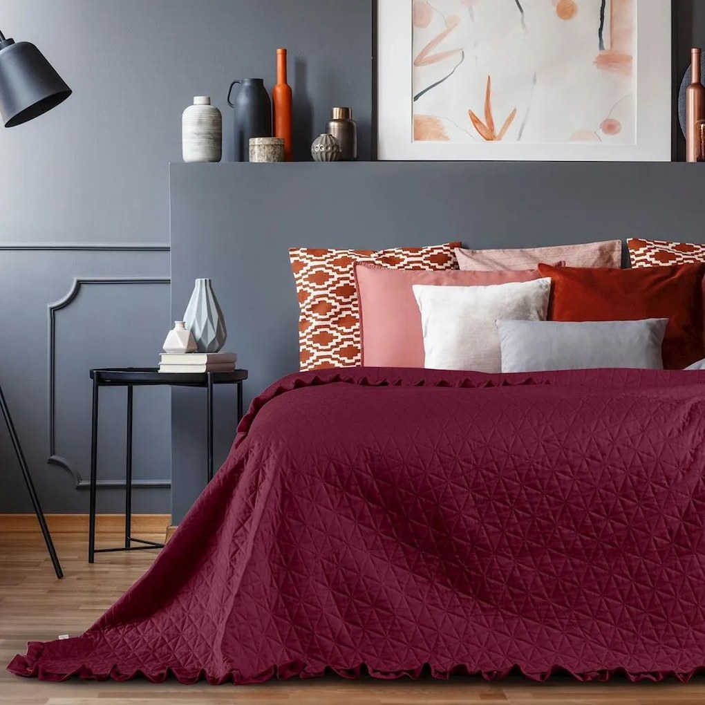 Prehoz na posteľ AmeliaHome Tilia rubínovo červený, velikost 170x270