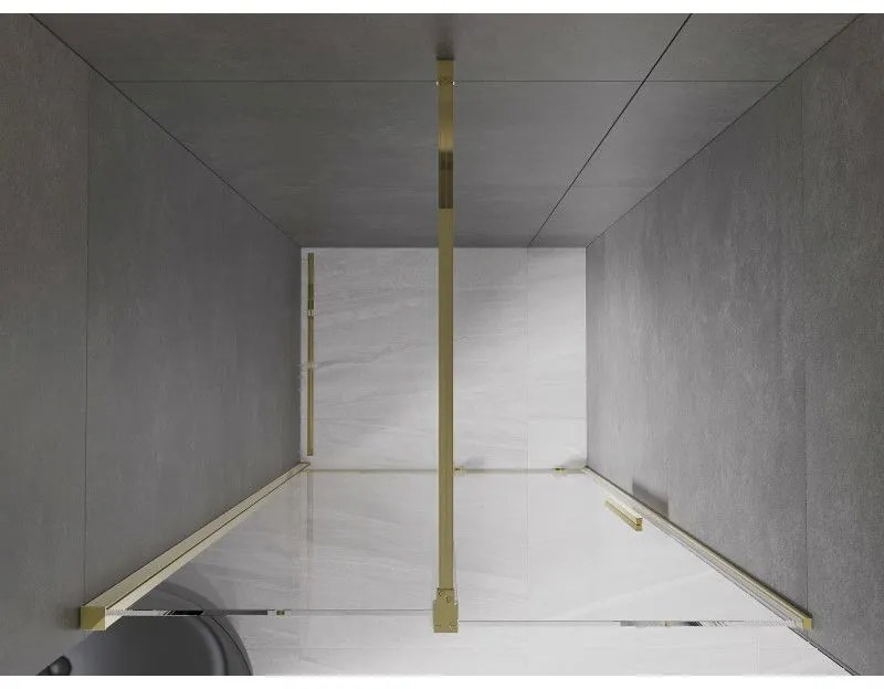 Mexen Velar, posuvné dvere do otvoru 120x200 cm, 8mm číre sklo, zlatá lesklá, 871-120-000-01-50