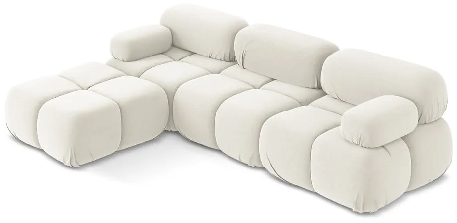 Biela zamatová modulárna rohová pohovka Lokua – Makamii