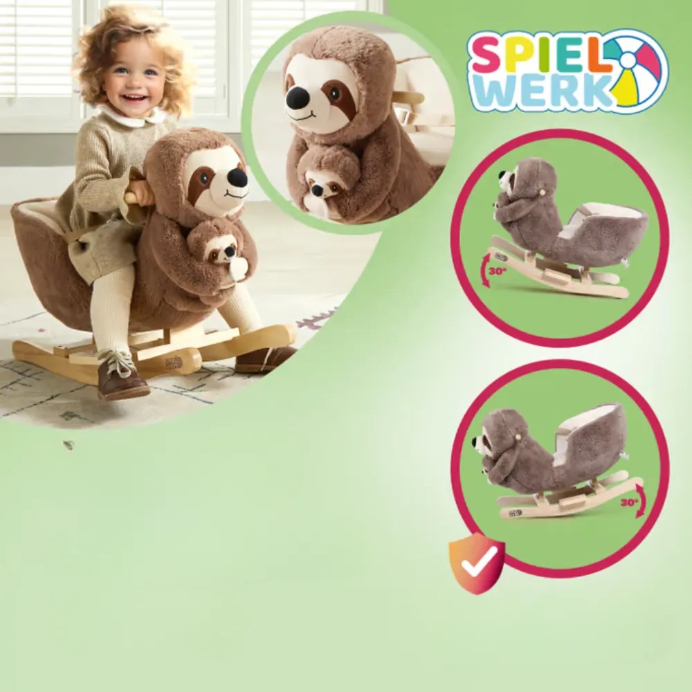 Spielwerk Hojdací leňochod s bezpečnostným pásom, hnedá