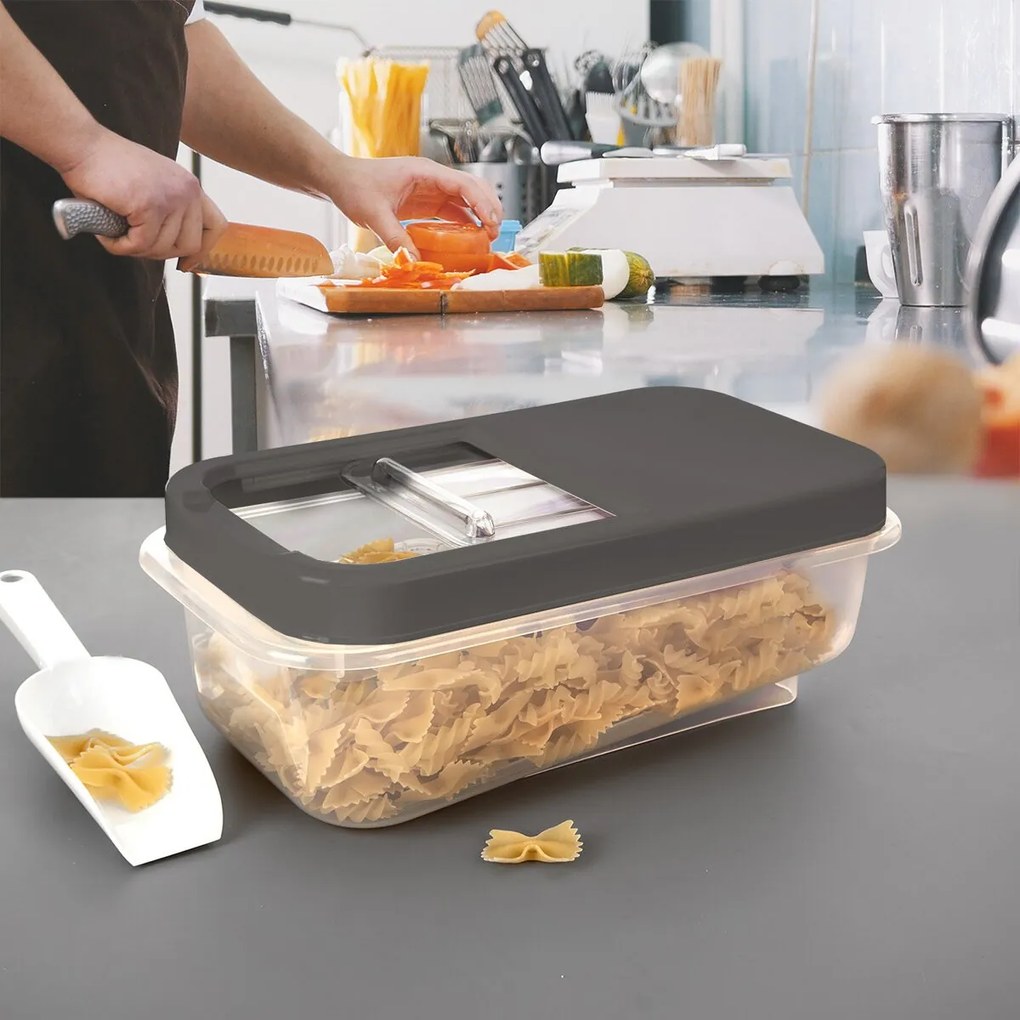 2. akosť - Dóza na potraviny, veľkokapacitný box SLOP, sivé posuvné veko - 5 l (vada+prasklina)