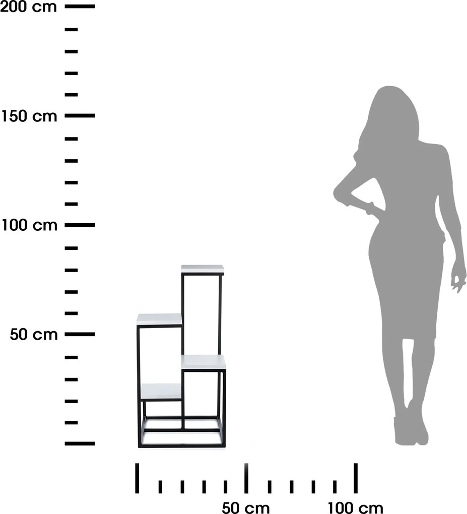 STOJAN NA KVETINÁČ KASKADA 79X40X40 CM ČIERNA/BIELA