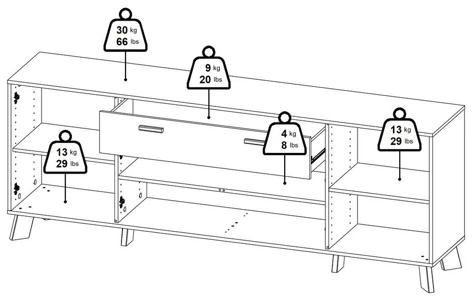 Biela/v prírodnej farbe komoda v dekore duba 196x73x39 cm Ikast – Tvilum