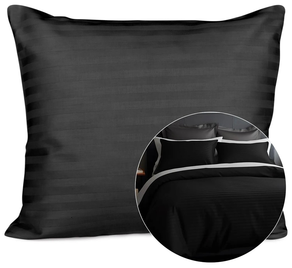 SATÉNOVÁ OBLIEČKA NA VANKÚŠ CIZGILI BLACK 50X60 CM EXCLUSIVE ČIERNA