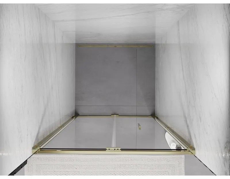 Mexen Exo, skladacie sprchové dvere 85 cm, číre sklo, zlatá, 816-085-000-50-00